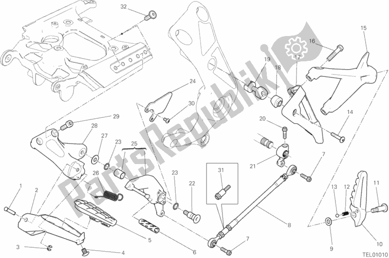 All parts for the Footrests, Left of the Ducati Diavel Xdiavel S Brasil 1260 2017
